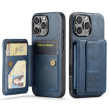 Fierre Shann Oil Wax Cow Leather Card Holder Back Phone Case, For iPhone 17e / 16e, For iPhone 17 Pro Max, For iPhone 17 Pro, For iPhone 17, For iPhone Air, For iPhone 16 Pro Max, For iPhone 16 Pro, For iPhone 16 Plus