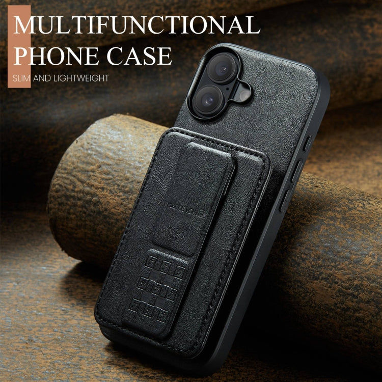 Fierre Shann Oil Wax Cow Leather Card Holder Back Phone Case, For iPhone 16, For iPhone 15 Pro Max, For iPhone 15 Pro, For iPhone 15 Plus, For iPhone 15, For iPhone 14 Plus, For iPhone 14, For iPhone 14 Pro
