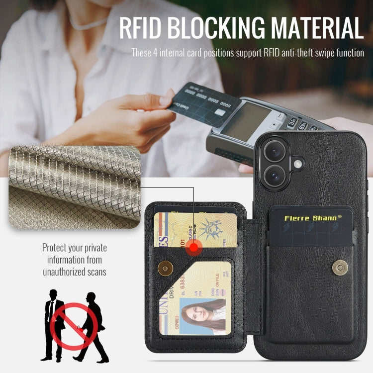 Fierre Shann Oil Wax Cow Leather Card Holder Back Phone Case, For iPhone 16, For iPhone 15 Pro Max, For iPhone 15 Pro, For iPhone 15 Plus, For iPhone 15, For iPhone 14 Plus, For iPhone 14, For iPhone 14 Pro