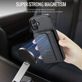 Fierre Shann Oil Wax Cow Leather Card Holder Back Phone Case, For iPhone 16, For iPhone 15 Pro Max, For iPhone 15 Pro, For iPhone 15 Plus, For iPhone 15, For iPhone 14 Plus, For iPhone 14, For iPhone 14 Pro