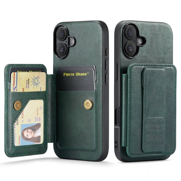 Fierre Shann Oil Wax Cow Leather Card Holder Back Phone Case, For iPhone 16, For iPhone 15 Pro Max, For iPhone 15 Pro, For iPhone 15 Plus, For iPhone 15, For iPhone 14 Plus, For iPhone 14, For iPhone 14 Pro