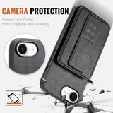 Fierre Shann Oil Wax Cow Leather Card Holder Back Phone Case, For iPhone 17e / 16e, For iPhone 17 Pro Max, For iPhone 17 Pro, For iPhone 17, For iPhone Air, For iPhone 16 Pro Max, For iPhone 16 Pro, For iPhone 16 Plus
