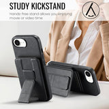 Fierre Shann Oil Wax Cow Leather Card Holder Back Phone Case, For iPhone 17e / 16e, For iPhone 17 Pro Max, For iPhone 17 Pro, For iPhone 17, For iPhone Air, For iPhone 16 Pro Max, For iPhone 16 Pro, For iPhone 16 Plus