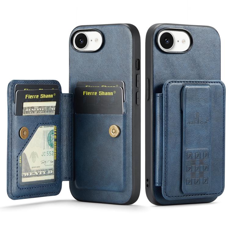 Fierre Shann Oil Wax Cow Leather Card Holder Back Phone Case, For iPhone 17e / 16e, For iPhone 17 Pro Max, For iPhone 17 Pro, For iPhone 17, For iPhone Air, For iPhone 16 Pro Max, For iPhone 16 Pro, For iPhone 16 Plus