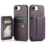 Fierre Shann Oil Wax Cow Leather Card Holder Back Phone Case, For iPhone 17e / 16e, For iPhone 17 Pro Max, For iPhone 17 Pro, For iPhone 17, For iPhone Air, For iPhone 16 Pro Max, For iPhone 16 Pro, For iPhone 16 Plus