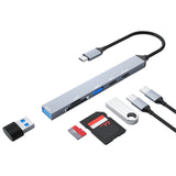 ADS-807 PD100 6 in 1 Type-C to PD100W + USB3.0 + USB2.0 + SD/TF HUB Docking Station, ADS-807