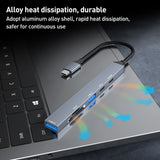 ADS-807 PD100 6 in 1 Type-C to PD100W + USB3.0 + USB2.0 + SD/TF HUB Docking Station, ADS-807
