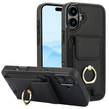 Elastic Card Bag Ring Holder Phone Case, For iPhone 17 Pro Max, For iPhone 17 Pro, For iPhone 17, For iPhone Air, For iPhone 16 Pro Max, For iPhone 16 Pro, For iPhone 16 Plus, For iPhone 16