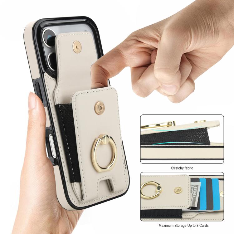 Elastic Card Bag Ring Holder Phone Case, For iPhone 17 Pro Max, For iPhone 17 Pro, For iPhone 17, For iPhone Air, For iPhone 16 Pro Max, For iPhone 16 Pro, For iPhone 16 Plus, For iPhone 16