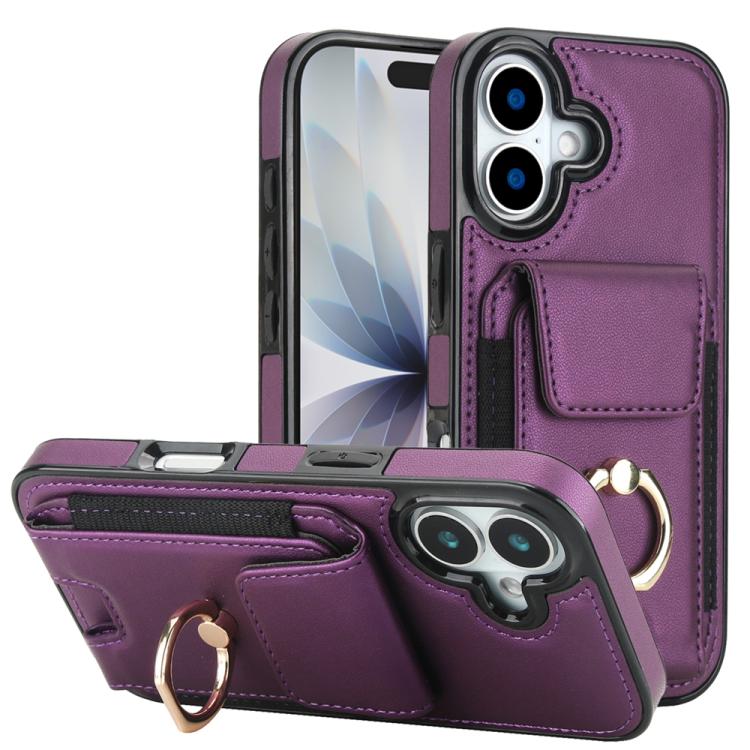 Elastic Card Bag Ring Holder Phone Case, For iPhone 17 Pro Max, For iPhone 17 Pro, For iPhone 17, For iPhone Air, For iPhone 16 Pro Max, For iPhone 16 Pro, For iPhone 16 Plus, For iPhone 16