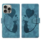 Pen Heart Cat Embossed Leather Phone Case, For iPhone 17 Pro Max, For iPhone 17 Pro, For iPhone 17, For iPhone Air, For iPhone 15 Pro Max, For iPhone 15 Pro, For iPhone 15 Plus, For iPhone 15