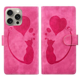 Pen Heart Cat Embossed Leather Phone Case, For iPhone 17 Pro Max, For iPhone 17 Pro, For iPhone 17, For iPhone Air, For iPhone 15 Pro Max, For iPhone 15 Pro, For iPhone 15 Plus, For iPhone 15