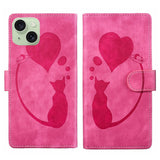 Pen Heart Cat Embossed Leather Phone Case, For iPhone 17 Pro Max, For iPhone 17 Pro, For iPhone 17, For iPhone Air, For iPhone 15 Pro Max, For iPhone 15 Pro, For iPhone 15 Plus, For iPhone 15