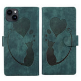 Pen Heart Cat Embossed Leather Phone Case, For iPhone 14 Plus, For iPhone 14, For iPhone 14 Pro, For iPhone 14 Pro Max, For iPhone 7 / 8 / SE 2022, For iPhone 13 Pro Max, For iPhone 13 Pro, For iPhone 13