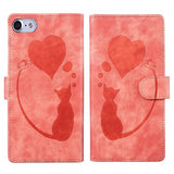 Pen Heart Cat Embossed Leather Phone Case, For iPhone 14 Plus, For iPhone 14, For iPhone 14 Pro, For iPhone 14 Pro Max, For iPhone 7 / 8 / SE 2022, For iPhone 13 Pro Max, For iPhone 13 Pro, For iPhone 13