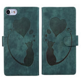 Pen Heart Cat Embossed Leather Phone Case, For iPhone 14 Plus, For iPhone 14, For iPhone 14 Pro, For iPhone 14 Pro Max, For iPhone 7 / 8 / SE 2022, For iPhone 13 Pro Max, For iPhone 13 Pro, For iPhone 13