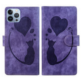 Pen Heart Cat Embossed Leather Phone Case, For iPhone 13 mini, For iPhone 12, For iPhone 12 Pro Max, For iPhone 12 Pro, For iPhone 12 mini, For iPhone 11 Pro Max, For iPhone 11, For iPhone 11 Pro
