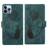 Pen Heart Cat Embossed Leather Phone Case, For iPhone 13 mini, For iPhone 12, For iPhone 12 Pro Max, For iPhone 12 Pro, For iPhone 12 mini, For iPhone 11 Pro Max, For iPhone 11, For iPhone 11 Pro