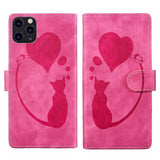 Pen Heart Cat Embossed Leather Phone Case, For iPhone 13 mini, For iPhone 12, For iPhone 12 Pro Max, For iPhone 12 Pro, For iPhone 12 mini, For iPhone 11 Pro Max, For iPhone 11, For iPhone 11 Pro
