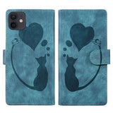 Pen Heart Cat Embossed Leather Phone Case, For iPhone 13 mini, For iPhone 12, For iPhone 12 Pro Max, For iPhone 12 Pro, For iPhone 12 mini, For iPhone 11 Pro Max, For iPhone 11, For iPhone 11 Pro