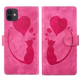 Pen Heart Cat Embossed Leather Phone Case, For iPhone 13 mini, For iPhone 12, For iPhone 12 Pro Max, For iPhone 12 Pro, For iPhone 12 mini, For iPhone 11 Pro Max, For iPhone 11, For iPhone 11 Pro