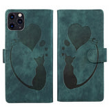 Pen Heart Cat Embossed Leather Phone Case, For iPhone 13 mini, For iPhone 12, For iPhone 12 Pro Max, For iPhone 12 Pro, For iPhone 12 mini, For iPhone 11 Pro Max, For iPhone 11, For iPhone 11 Pro