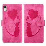 Pen Heart Cat Embossed Leather Phone Case, For iPhone X / XS, For iPhone XR, For iPhone XS Max, For iPhone 7 Plus / 8 Plus