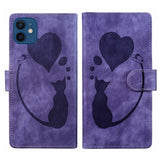 Pen Heart Cat Embossed Leather Phone Case, For iPhone 13 mini, For iPhone 12, For iPhone 12 Pro Max, For iPhone 12 Pro, For iPhone 12 mini, For iPhone 11 Pro Max, For iPhone 11, For iPhone 11 Pro