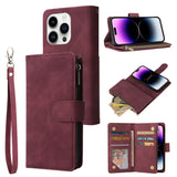 Multifunctional Multi-Card Wallet Phone Leather Case, For iPhone 15 Pro, For iPhone 15 Plus, For iPhone 15