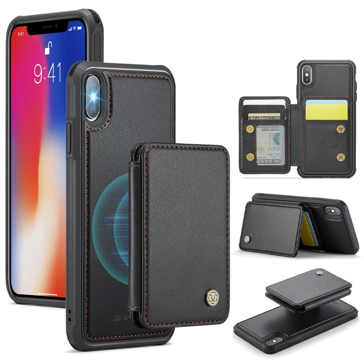 JEEHOOD J05 Business Magnetic Style RFID Leather Phone Case, For iPhone X / XS, For iPhone 8 Plus / 7 Plus / 6 Plus