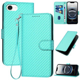 YX0070 Carbon Fiber Buckle Leather Phone Case with Lanyard, For iPhone 17e / 16e, For iPhone 17 Pro Max, For iPhone 17 Pro, For iPhone 17, For iPhone Air, For iPhone 16 Pro Max