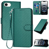 YX0070 Carbon Fiber Buckle Leather Phone Case with Lanyard, For iPhone 17e / 16e, For iPhone 17 Pro Max, For iPhone 17 Pro, For iPhone 17, For iPhone Air, For iPhone 16 Pro Max