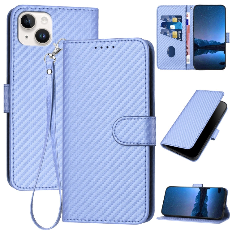 YX0070 Carbon Fiber Buckle Leather Phone Case with Lanyard, For iPhone 16 Pro, For iPhone 16 Plus, For iPhone 16, For iPhone 15 Pro Max, For iPhone 15 Pro, For iPhone 15 Plus
