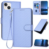 YX0070 Carbon Fiber Buckle Leather Phone Case with Lanyard, For iPhone 15, For iPhone 14 Plus, For iPhone 14, For iPhone 14 Pro, For iPhone 14 Pro Max, For iPhone SE 2022 / SE 2020 / 8 / 7