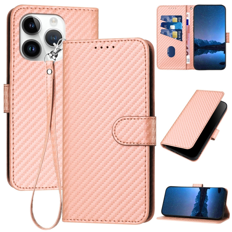 YX0070 Carbon Fiber Buckle Leather Phone Case with Lanyard, For iPhone 13 Pro Max, For iPhone 13 Pro, For iPhone 13, For iPhone 13 mini, For iPhone 12 / 12 Pro, For iPhone 12 Pro Max