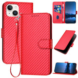 YX0070 Carbon Fiber Buckle Leather Phone Case with Lanyard, For iPhone 13 Pro Max, For iPhone 13 Pro, For iPhone 13, For iPhone 13 mini, For iPhone 12 / 12 Pro, For iPhone 12 Pro Max