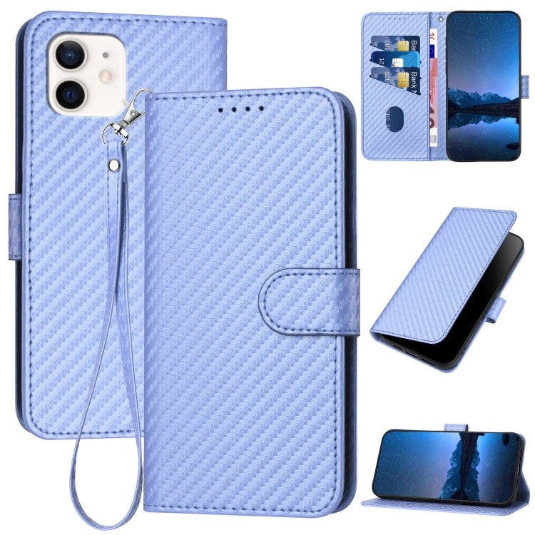YX0070 Carbon Fiber Buckle Leather Phone Case with Lanyard, For iPhone 13 Pro Max, For iPhone 13 Pro, For iPhone 13, For iPhone 13 mini, For iPhone 12 / 12 Pro, For iPhone 12 Pro Max