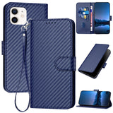 YX0070 Carbon Fiber Buckle Leather Phone Case with Lanyard, For iPhone 12 mini, For iPhone 11 Pro Max, For iPhone 11, For iPhone 11 Pro, For iPhone X / XS, For iPhone XR