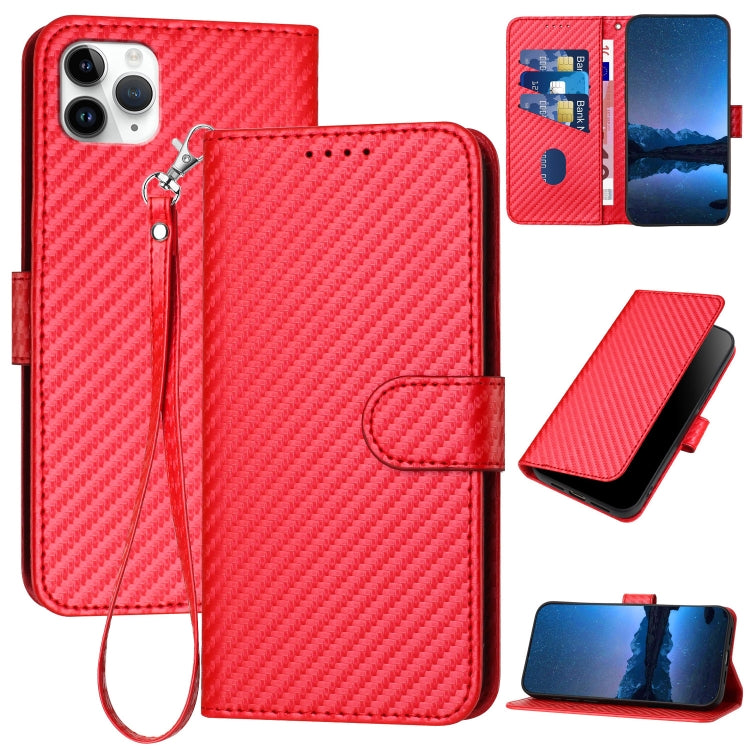 YX0070 Carbon Fiber Buckle Leather Phone Case with Lanyard, For iPhone 12 mini, For iPhone 11 Pro Max, For iPhone 11, For iPhone 11 Pro, For iPhone X / XS, For iPhone XR