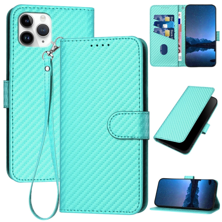 YX0070 Carbon Fiber Buckle Leather Phone Case with Lanyard, For iPhone 12 mini, For iPhone 11 Pro Max, For iPhone 11, For iPhone 11 Pro, For iPhone X / XS, For iPhone XR