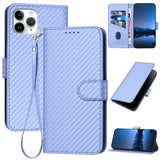 YX0070 Carbon Fiber Buckle Leather Phone Case with Lanyard, For iPhone 12 mini, For iPhone 11 Pro Max, For iPhone 11, For iPhone 11 Pro, For iPhone X / XS, For iPhone XR
