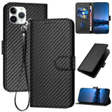 YX0070 Carbon Fiber Buckle Leather Phone Case with Lanyard, For iPhone 12 mini, For iPhone 11 Pro Max, For iPhone 11, For iPhone 11 Pro, For iPhone X / XS, For iPhone XR