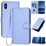 YX0070 Carbon Fiber Buckle Leather Phone Case with Lanyard, For iPhone 12 mini, For iPhone 11 Pro Max, For iPhone 11, For iPhone 11 Pro, For iPhone X / XS, For iPhone XR