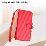 YX0070 Carbon Fiber Buckle Leather Phone Case with Lanyard, For iPhone 16 Pro, For iPhone 16 Plus, For iPhone 16, For iPhone 15 Pro Max, For iPhone 15 Pro, For iPhone 15 Plus
