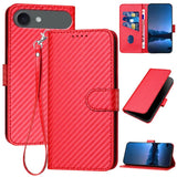 YX0070 Carbon Fiber Buckle Leather Phone Case with Lanyard, For iPhone 17e / 16e, For iPhone 17 Pro Max, For iPhone 17 Pro, For iPhone 17, For iPhone Air, For iPhone 16 Pro Max