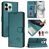 Cat Rat Embossed Pattern RFID Leather Phone Case with Lanyard, For iPhone 17 Pro Max, For iPhone 17 Pro, For iPhone 17, For iPhone Air, For iPhone SE 2024, For iPhone 15 Pro Max, For iPhone 15 Pro, For iPhone 15 Plus