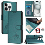 Cat Rat Embossed Pattern RFID Leather Phone Case with Lanyard, For iPhone 17 Pro Max, For iPhone 17 Pro, For iPhone 17, For iPhone Air, For iPhone SE 2024, For iPhone 15 Pro Max, For iPhone 15 Pro, For iPhone 15 Plus