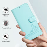 Cat Rat Embossed Pattern RFID Leather Phone Case with Lanyard, For iPhone 15, For iPhone 14 Plus, For iPhone 14/13, For iPhone 14 Pro, For iPhone 14 Pro Max, For iPhone SE 2022/SE 2020/6/7/8, For iPhone 13 Pro Max, For iPhone 13 Pro