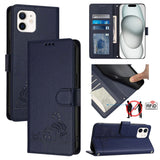 Cat Rat Embossed Pattern RFID Leather Phone Case with Lanyard, For iPhone 13 mini, For iPhone 12/12 Pro, For iPhone 12 Pro Max, For iPhone 12 mini, For iPhone 11 Pro Max, For iPhone 11, For iPhone 11 Pro, For iPhone XS / X