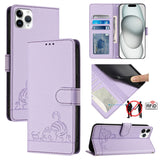 Cat Rat Embossed Pattern RFID Leather Phone Case with Lanyard, For iPhone 13 mini, For iPhone 12/12 Pro, For iPhone 12 Pro Max, For iPhone 12 mini, For iPhone 11 Pro Max, For iPhone 11, For iPhone 11 Pro, For iPhone XS / X